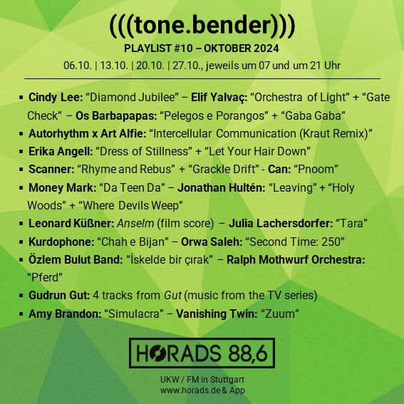 ((tone.bender)) – Playlist #10 – Oktober 2024